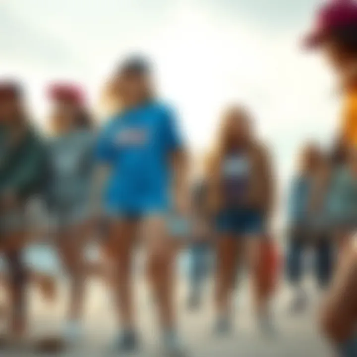Diversity in Skate Fashion A group of female skateboarders showcasing their unique styles with Obey shirts.