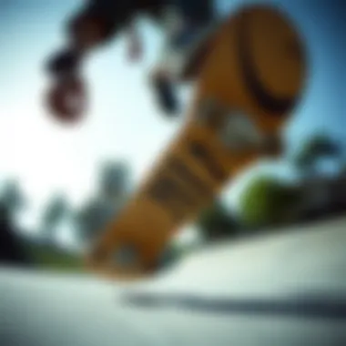 Pit Viper Frame in Action Dynamic perspective of a skateboarder utilizing a pit viper frame in action
