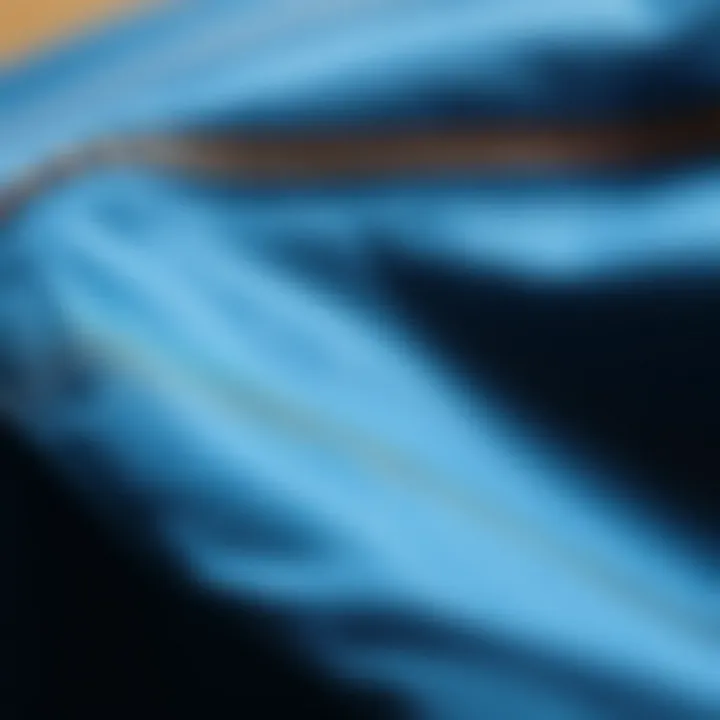 Close-up of the fabric texture of relaxed fit jeans