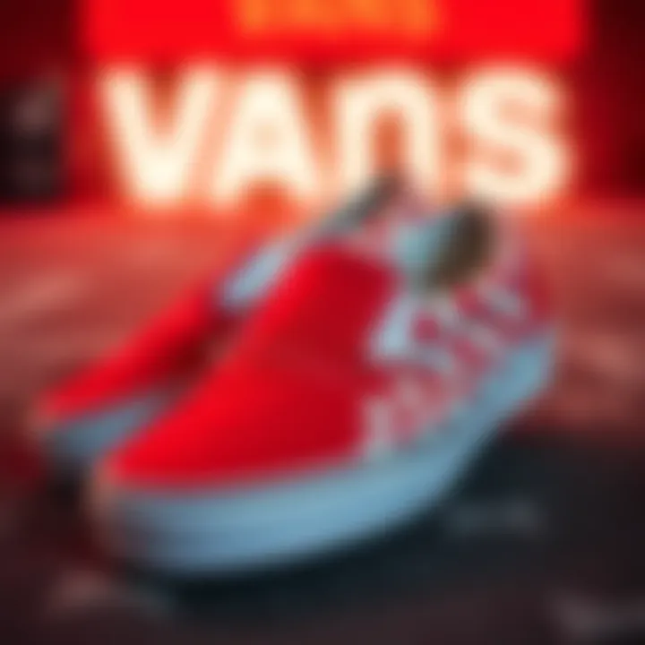 Bold Statement in Vibrant Red Vibrant red Vans Checkerboard Slip-Ons showcasing a bold statement