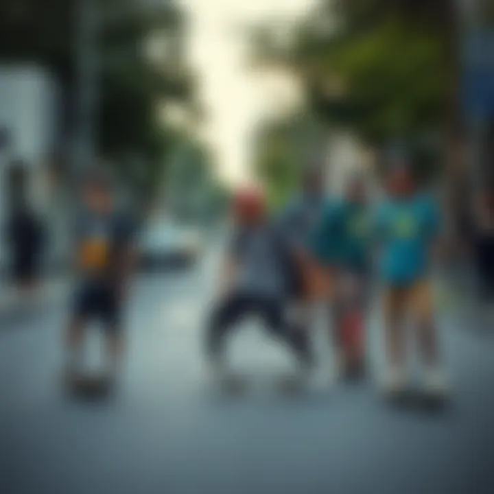 Group of skateboarders enjoying the streets, wearing Vans x Cult products, embodying community spirit