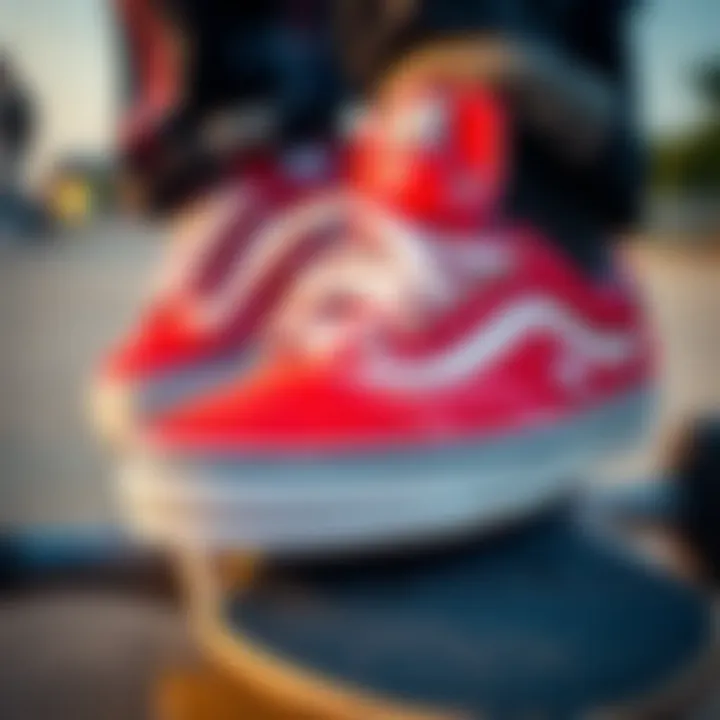 Vans Footwear on Skateboard Close-up of Vans footwear on a skateboard, highlighting the design and texture that makes it a staple in skate culture.