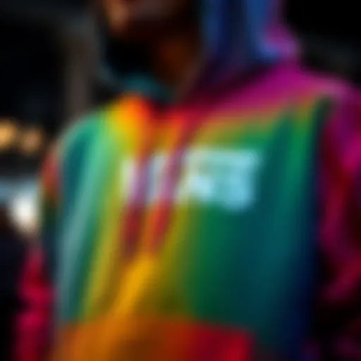 Detailed view of the Vans Pride hoodie showcasing its vibrant colors and unique design elements.