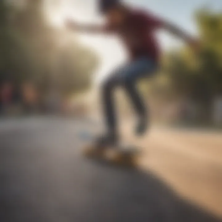 Skateboarder wearing Vans Rainbow Platform in action