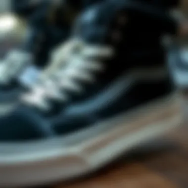 Craftsmanship and Quality of Vans Sk8 Hi All Black Detailed view of sneaker materials and craftsmanship