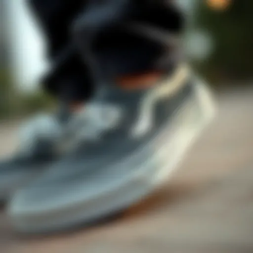 A close-up view of Vans slide sneakers showcasing their unique design and texture