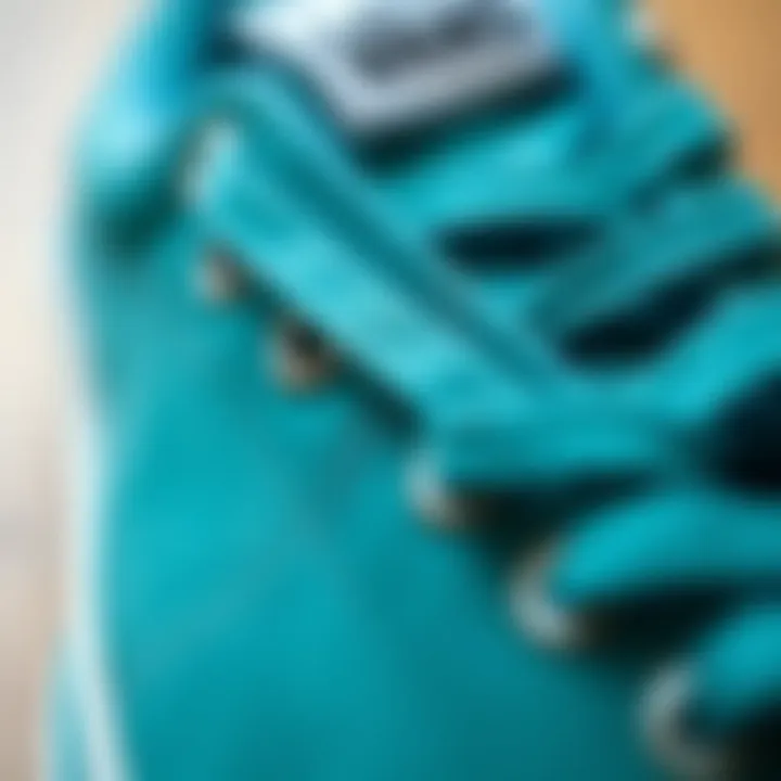 Close-up of the materials used in Vans Ultramarine Teal footwear