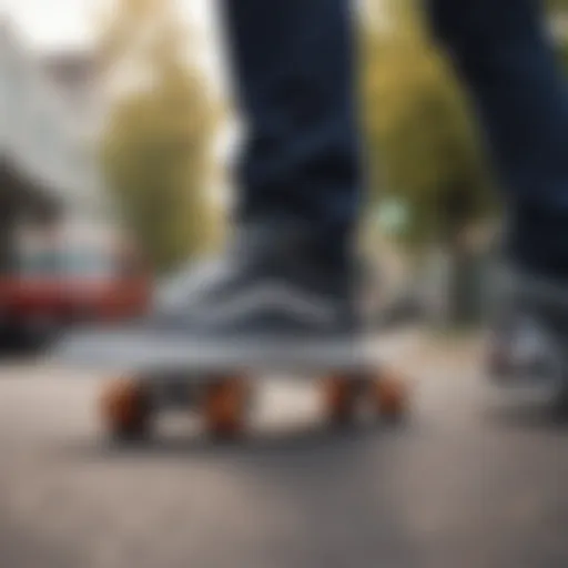 Classic Vans with white stripe on a skateboard