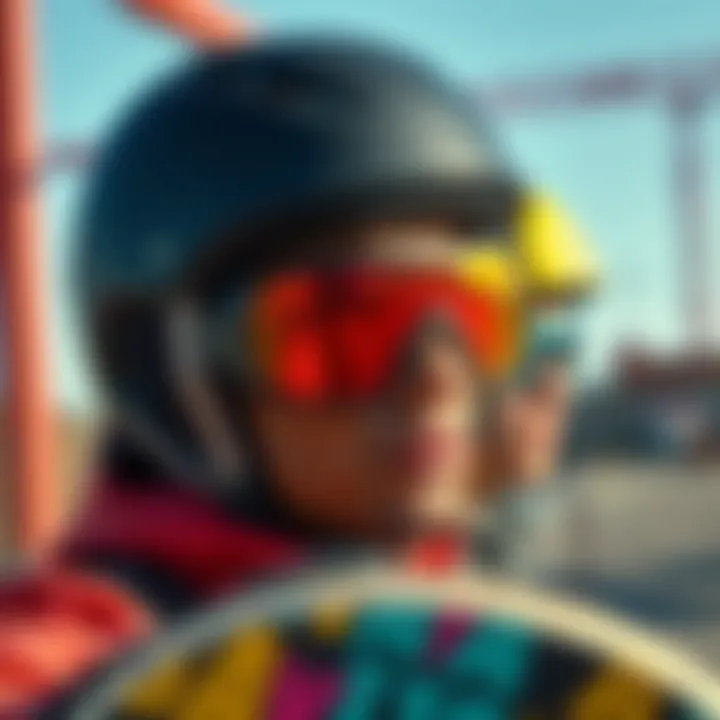 Diverse Aesthetics and Market Trends Various styles of spy helm glasses showcased in a vibrant setting