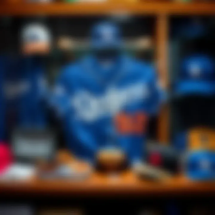 A Collector's Treasure: Dodgers Memorabilia Vintage Memorabilia Display Featuring Dodgers