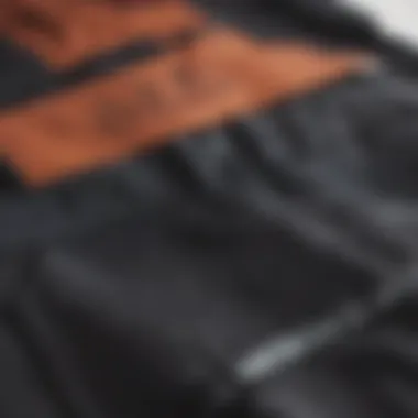 Detailed view of Volcom bib pants showcasing their unique design elements and stitching.