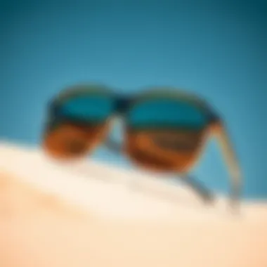 Detailed close-up of wafer sunglasses design showcasing unique frame structure