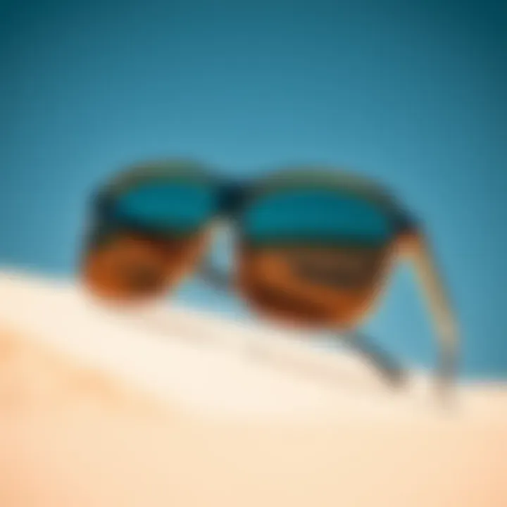 Detailed close-up of wafer sunglasses design showcasing unique frame structure