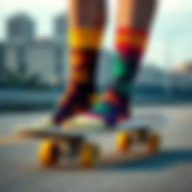 Vibrant Weed Ankle Socks on Skateboard Colorful weed ankle socks displayed on a skateboard