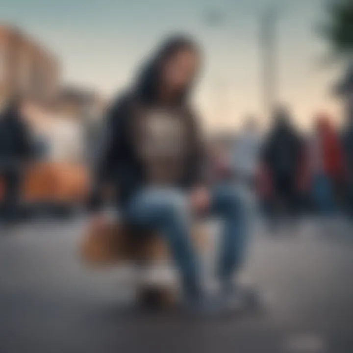 A street scene featuring individuals wearing Vans hoodies