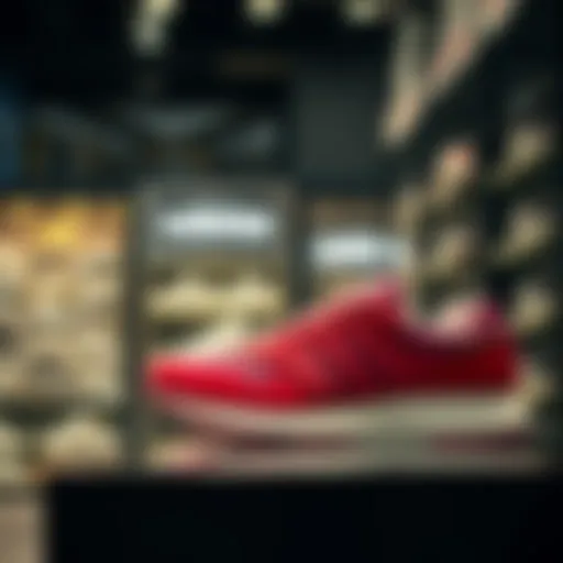 Adidas shoes displayed in a high-end department store.