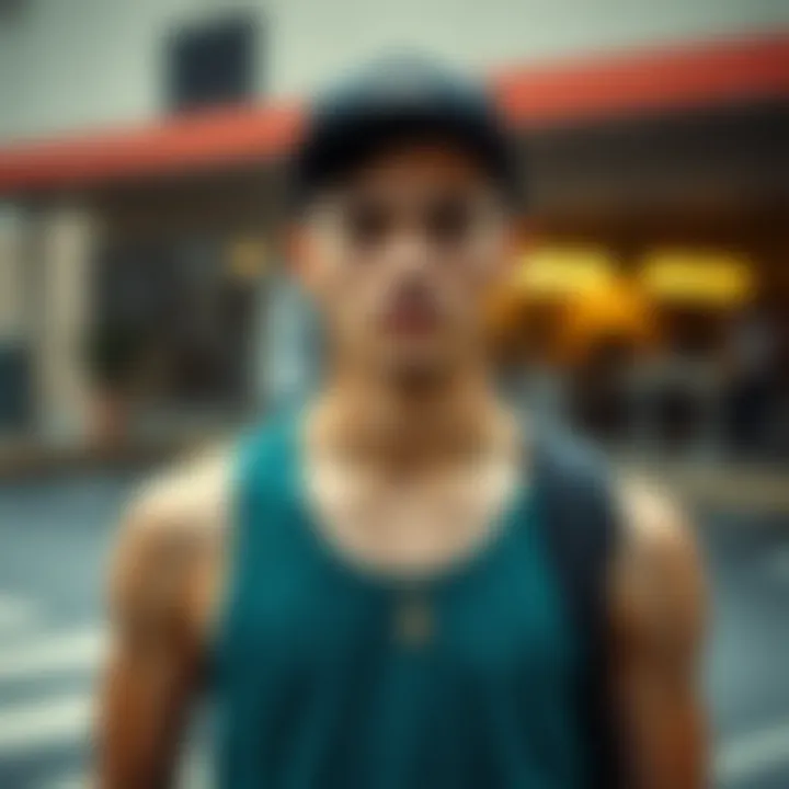 Fashionable Outfit with Tank Top Fashionable individual showcasing a tank top outfit