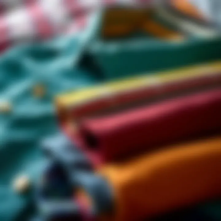 A close-up of fabric swatches representing different styles of button-up shirts.