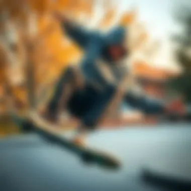 Skateboarder in a zip-up hoodie performing a trick