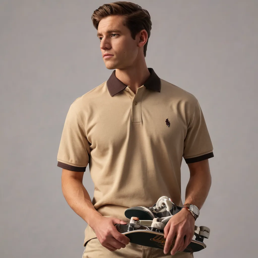 Men Knit Polo Shirt Tan
